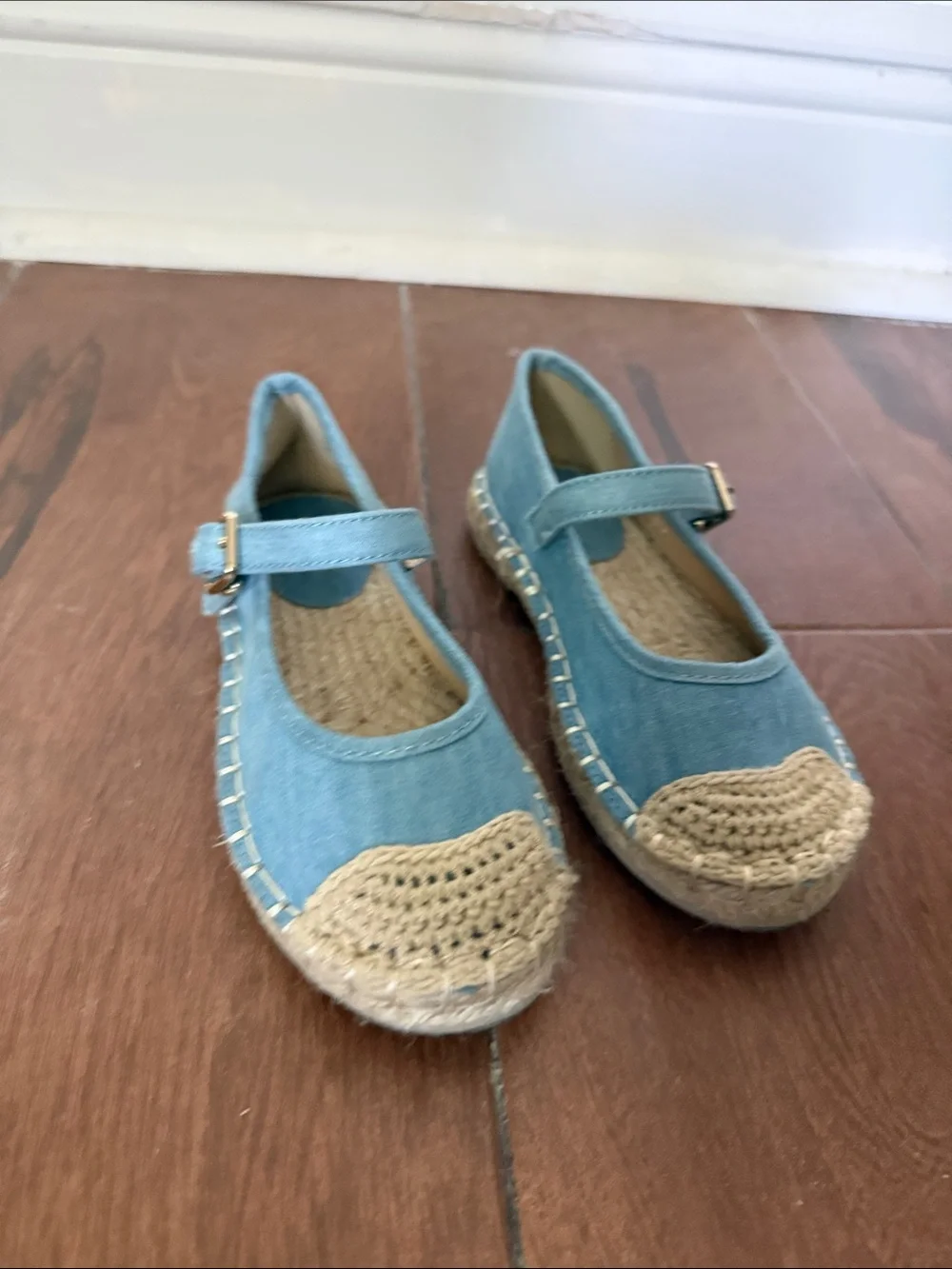 Janie and Jack Light Blue Mary Jane Espadrille Flats